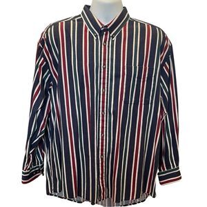 Red and White Dress Shirt with Bold Stripes